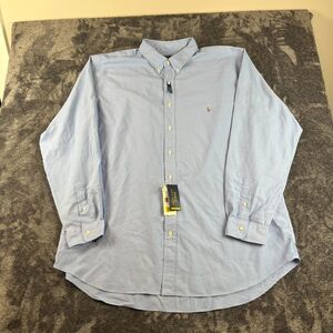 Polo Ralph Lauren Button Up Long Sleeve Wicking Blue Men's 3XLT Pony NWT *Read